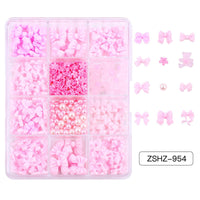 Ribbon Bow Tie Christmas Resin Bow Nail Ornament Mixed Set Box