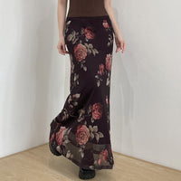 Women's Soft Printed Mesh Midi Skirt
