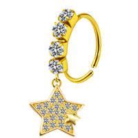 Heart-shaped Nose Ring With Five-star Butterfly Leaves