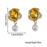 French Vintage Crumpled Flower Pearl Earrings