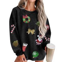 New Christmas Womens Top Relaxed, Casual Long-sleeve Design With A Printed Pattern
