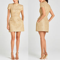 Fashionable Short-Sleeve Stand-Collar Dress For Women