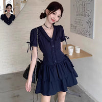 French Hepburn-style V-neck Dress For Women