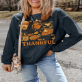 Dark Grey Twisted Ribbed THANKFUL Printed Baggy Sweatshirt