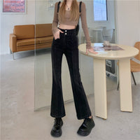 Hot Girl Love Jeans Women's High Waist Slim Design Micro-Flare Straight Pants