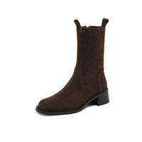 Womens Retro Western Flat Ankle Boots