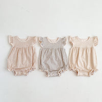 Boys And Girls Retro Plaid One-piece Romper