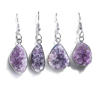 Womens Earrings With Natural Crystal And Agate Geode Pendants From Europe And The US