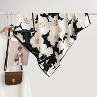 Design Floral Printed Square Scarf Women's Artistic Style Retro