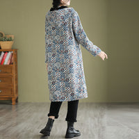 Ethnic Style Fleece-lined Thick Mid-length Hooded Jacket