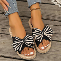 One-word Women's Slippers Hemp Rope Straw Woven Summer New Outdoor Stripes