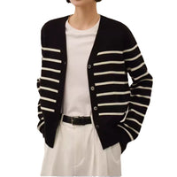 Classic Preppy Style Striped Knitted New All-match Sweater Jacket