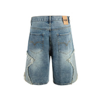 Men's Five-pointed Star Side Stitching Cat Raw-cut Edges Shorts