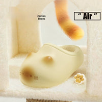 Warm Fleece-Lined Non-Slip Waterproof Adorable Kitty Cotton Slippers For Women