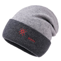 Trendy Men's Autumn And Winter Spotless Dome Fashion Embroidered Letters Warm Knitted Hat