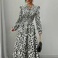 European And American-style Floral Print Long-sleeve Maxi Dress