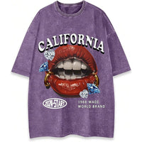 Men's Y2K Lip Graphic Print Tees Vintage Hip