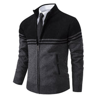 Men's Mixed Color Stripe Series Stand Collar Business Style