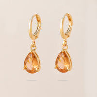 Retro Copper Inlaid Colorful Zircon Earrings Versatile For Women