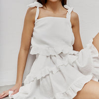 Pure Cotton Lace-up Ruffled Hem Fashion Nightgown For Women