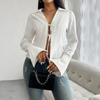 Temperament Leisure Lace-up Shirt Women's Clothing