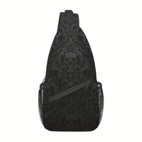 Skull Pattern Crossbody Bag Sporty And Casual For Men