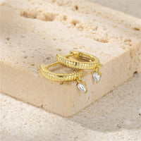 S925 Sterling Silver Fashion Minimalistic Water Drops Rhinestone Earrings