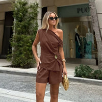 Women's Cotton Top And Shorts Two-Piece Set