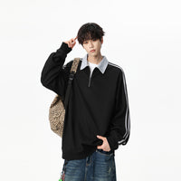 Half-zip Hoodie For Men Loose-fit Color-block Patchwork Casual