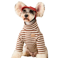 Cat's Two-piece Striped High-neck Bottom Shirt