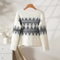 Women's Casual Simple Round Neck Jacquard Knitted Top