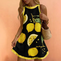 Printed Versatile Crew-Neck Sleeveless Tank Dress Womens Apparel