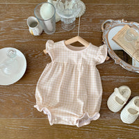 Boys And Girls Retro Plaid One-piece Romper