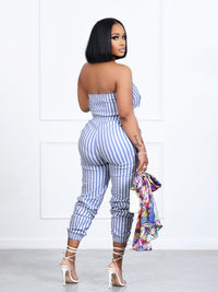 New European And American Ladies Striped Tube Top Jumpsuit