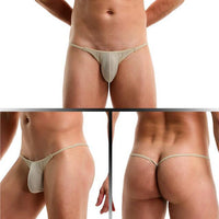 Low Waist Men's Underwear Ice Silk U Convex Multipurpose JJ Pull Ring Thong