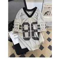 V-neck Loose Digital Printing Hollow Breathable Sports T-shirt