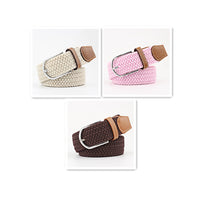 Women's Canvas Belt Student Pants Casual Stretch Braided Needle Buckle