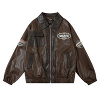 Loose PU Leather Jacket Men's Coat