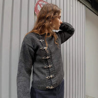 Handmade Airplane-button Cardigan Sweater For Warmth Casual And Slim-fit