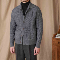Fashionable Thick Cardigan Sweater Vintage Jacquard Jacket