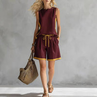 Solid-color Loose Casual Vest And Shorts Set