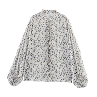 Women's Stylish Graceful Simple Long Sleeve Lace-up Polka Dots Shirt