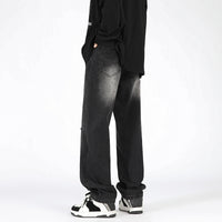 Men's Retro Patchwork Beaded Loose Jeans