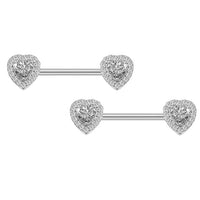 Stainless Steel Heart Punk Style Breast Ring Double Layer