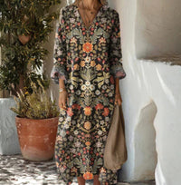 Lady's Linen Long-sleeved Dress