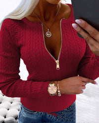 New Fashion Zipper Twist Wool Top