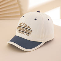 Fashionable Embroidered Lettered Patchwork Mountain Peak Short Brimmed Baseball Cap With Soft Top, Versatile And Adjustable Visor, Suitable For Outdoor Cycling.