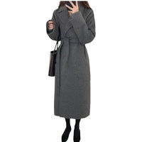 Loose Temperament Minimalist Lace-up Thick Wool Commuter's All-matching Coat
