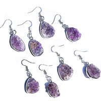 Womens Earrings With Natural Crystal And Agate Geode Pendants From Europe And The US