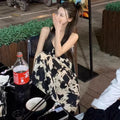 Contrast-color Printed Strap Dress For Women